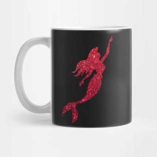 Red Faux Glitter Mermaid Silhouette Mug